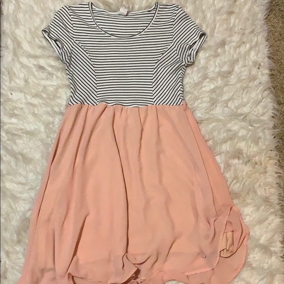 stripe and peach skater dress - Picture 1 of 2